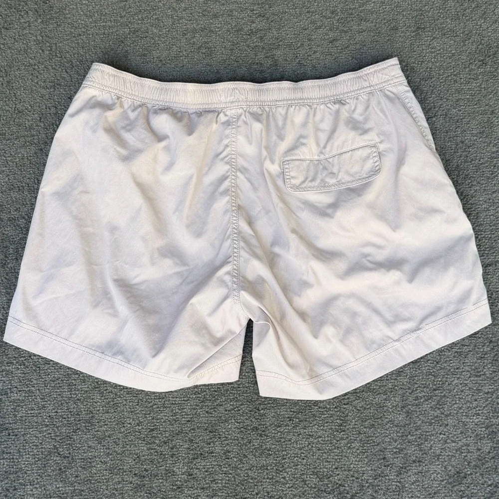 Onia Charles 7 Inch Swim Trunks Mens XL Beige Tan Nylon Stretch Mesh Lined XL/TG